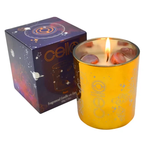 Cello - Gemstone Celestial Candle with Red Agate - Meditation Incense