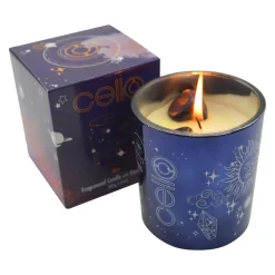 Cello - Gemstone Celestial Candle with Blue Gold Stone - Ethereal Skies
