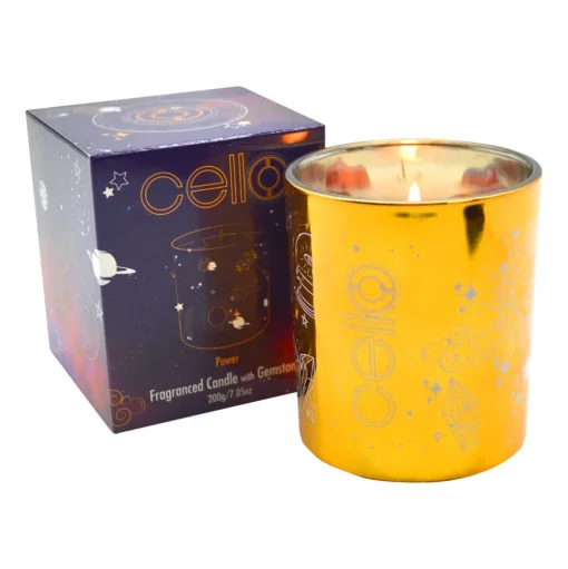Cello - Gemstone Celestial Candle with Red Agate - Meditation Incense