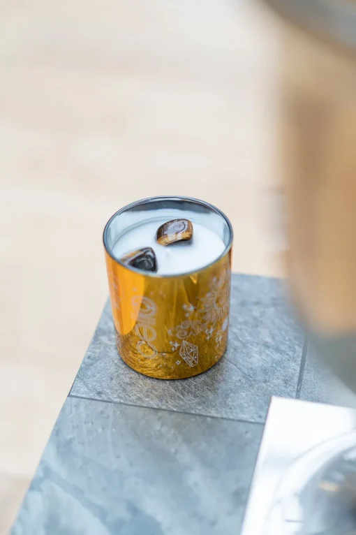 Cello - Gemstone Celestial Candle with Tigers Eye - Aromatic Bazaar