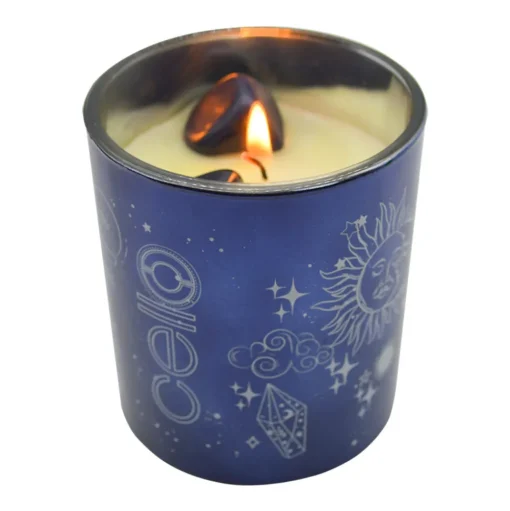 Cello - Gemstone Celestial Candle with Blue Gold Stone - Ethereal Skies