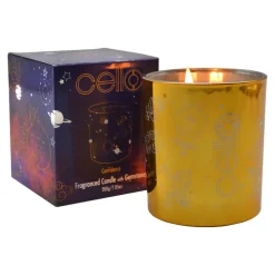 Cello - Gemstone Celestial Candle with Tigers Eye - Aromatic Bazaar