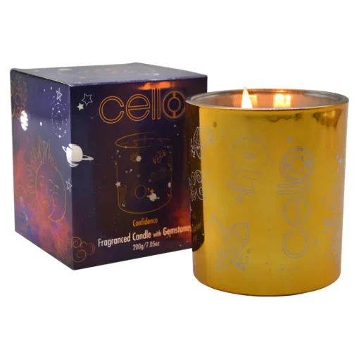 Cello - Gemstone Celestial Candle with Tigers Eye - Aromatic Bazaar
