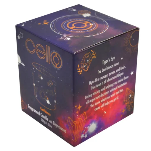 Cello - Gemstone Celestial Candle with Tigers Eye - Aromatic Bazaar