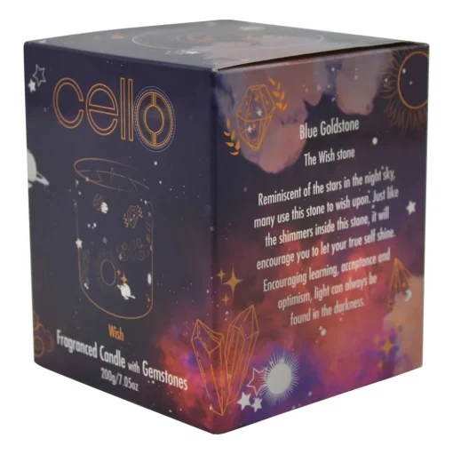 Cello - Gemstone Celestial Candle with Blue Gold Stone - Ethereal Skies