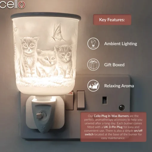 Cello - Porcelain Plug In Electric Wax Burner - Kitten