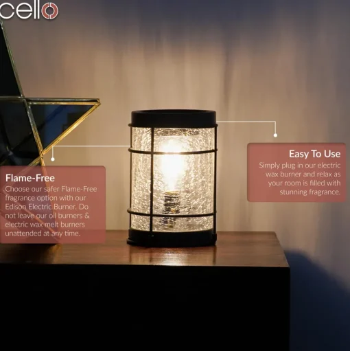 Cello Black Edison Crackle Electric Wax Burner