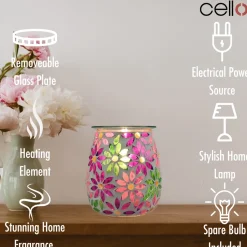 Cello Electric Wax Burner Mosaic Glass - Pretty Petals