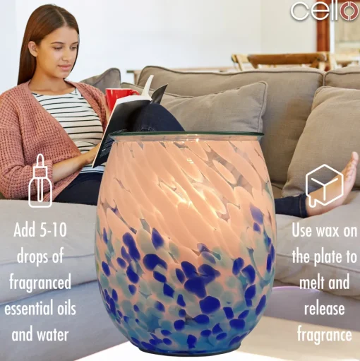 Cello Electric Wax Burner Art Glass - Crashing Waves