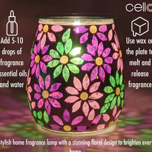 Cello Electric Wax Burner Mosaic Glass - Pretty Petals