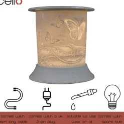 Cello Electric Wax Burner Porcelain Straight - Butterfly