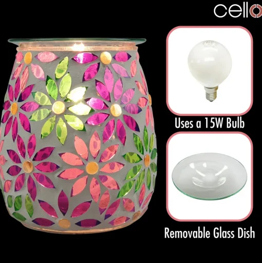 Cello Electric Wax Burner Mosaic Glass - Pretty Petals