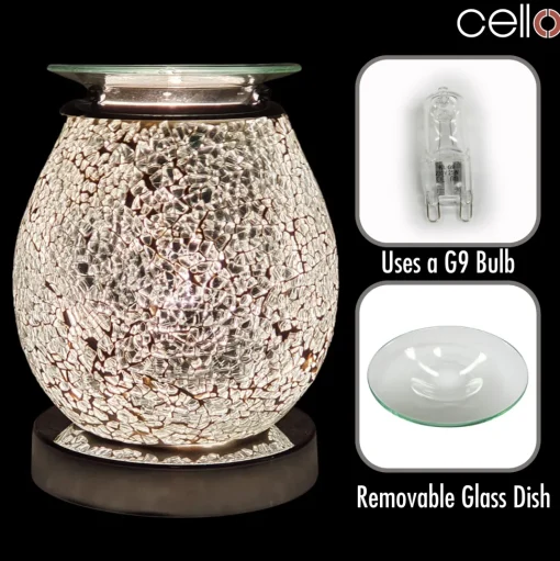 Cello Electric Wax Burner Touch Mosaic - Silver