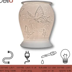 Cello Electric Wax Burner Porcelain Barrel - Silk Wings