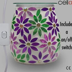 Cello Electric Wax Burner Mosaic Glass - Pretty Petals