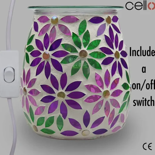 Cello Electric Wax Burner Mosaic Glass - Pretty Petals