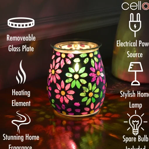 Cello Electric Wax Burner Mosaic Glass - Pretty Petals