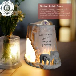 Cello Elephant Tealight Burner - Don't worry, you'll carry on growing