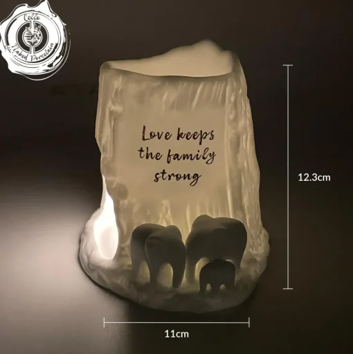Cello Elephant Tealight Burner - Love Keeps the Family Strong