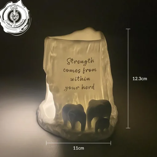 Cello Elephant Tealight Burner - Strength comes from within your herd