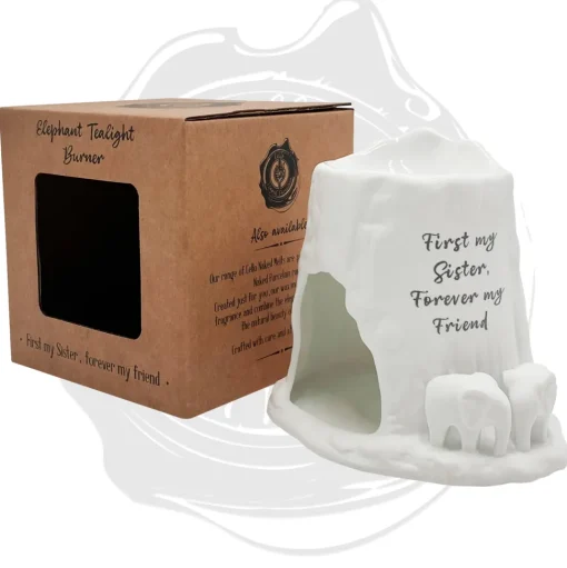 Cello Elephant Tealight Burner - First my Sister, Forever my friend