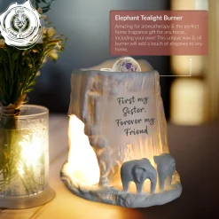 Cello Elephant Tealight Burner - First my Sister, Forever my friend