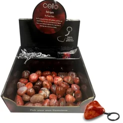 Cello Gemstone Keyrings - Red Agate