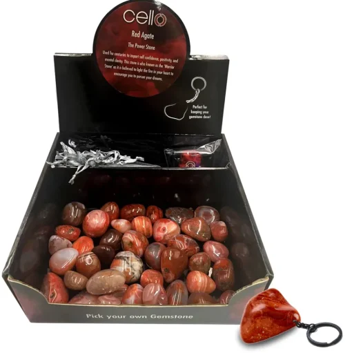 Cello Gemstone Keyrings - Red Agate