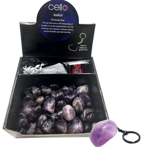 Cello Gemstone Keyrings - Amethyst