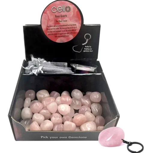 Cello Gemstone Keyrings - Rose Quartz