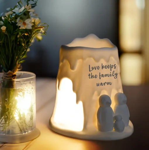 Cello Porcelain Tealight Burner - Penguin Family