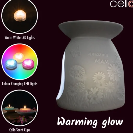 Cello Porcelain Tealight Burner - Amazing Mam