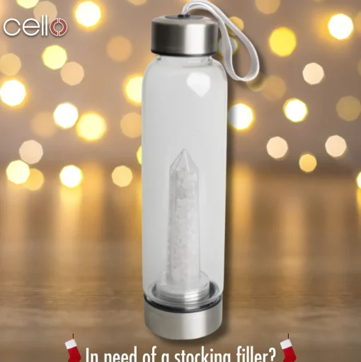 Cello Stainless Steel Crystal Drinking Flask - Quartz Chips