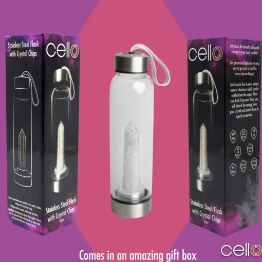 Cello Stainless Steel Crystal Drinking Flask - Quartz Chips
