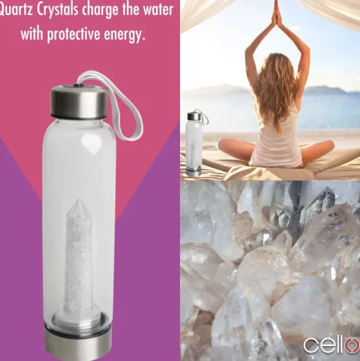Cello Stainless Steel Crystal Drinking Flask - Quartz Chips
