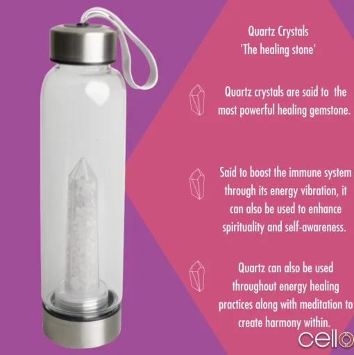 Cello Stainless Steel Crystal Drinking Flask - Quartz Chips