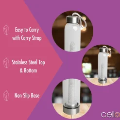 Cello Stainless Steel Crystal Drinking Flask - Quartz Chips
