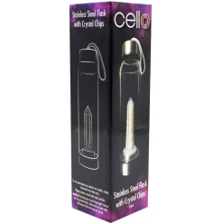 Cello Stainless Steel Crystal Drinking Flask - Quartz Chips