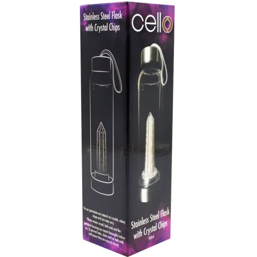 Cello Stainless Steel Crystal Drinking Flask - Quartz Chips
