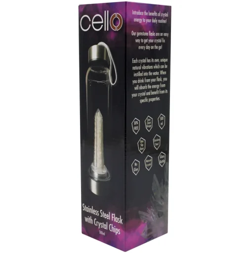 Cello Stainless Steel Crystal Drinking Flask - Quartz Chips