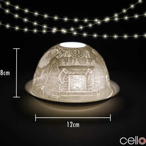 Cello Tealight Dome - Santa & Dog