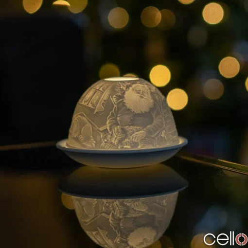 Cello Tealight Dome - Santa & Dog