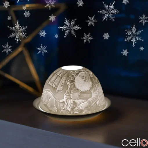 Cello Tealight Dome - Santa & Dog