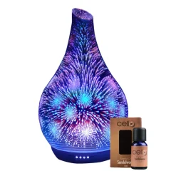Cello Ultrasonic Diffuser - 3D Firework & Sandalwood Fragrance Oil Bundle