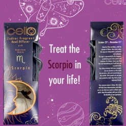 Cello Zodiac Reed Diffuser - Scorpio with Citrine Gem - Ethereal Skies