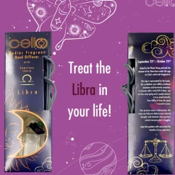 Cello Zodiac Reed Diffuser - Libra with Aventurine - Ephemeral Breeze