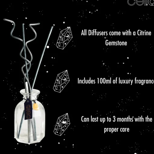 Cello Zodiac Reed Diffuser - Scorpio with Citrine Gem - Ethereal Skies