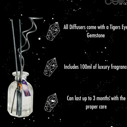 Cello Zodiac Reed Diffuser - Gemini with Tigers Eye - Enigmatic Lands