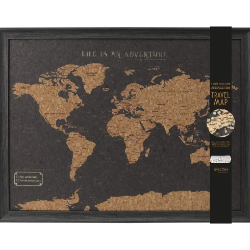 Splosh Travel Map - Black World Map