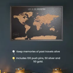 Splosh Travel Map - Black World Map
